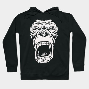 Wild Gorilla Face Minimal Black and White Hoodie